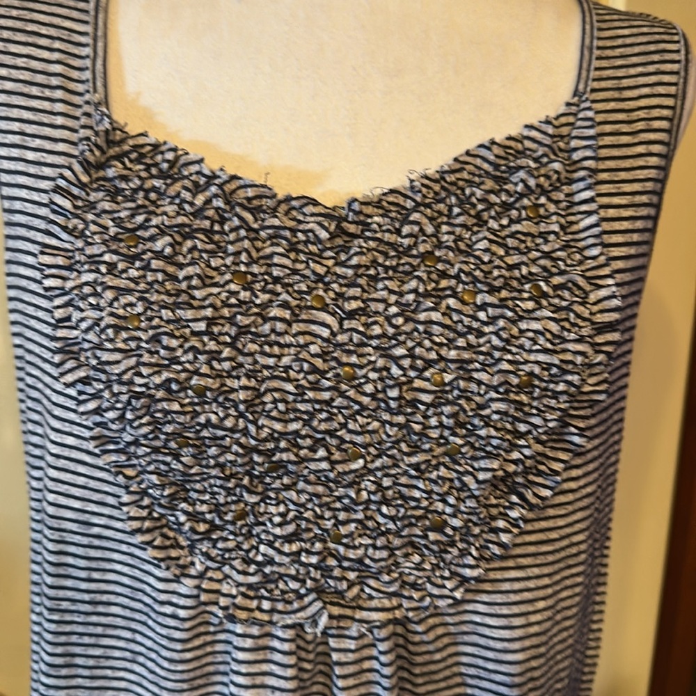 Lucy & Laurel blue on blue stretch & gathered front w/ tiny gold studs